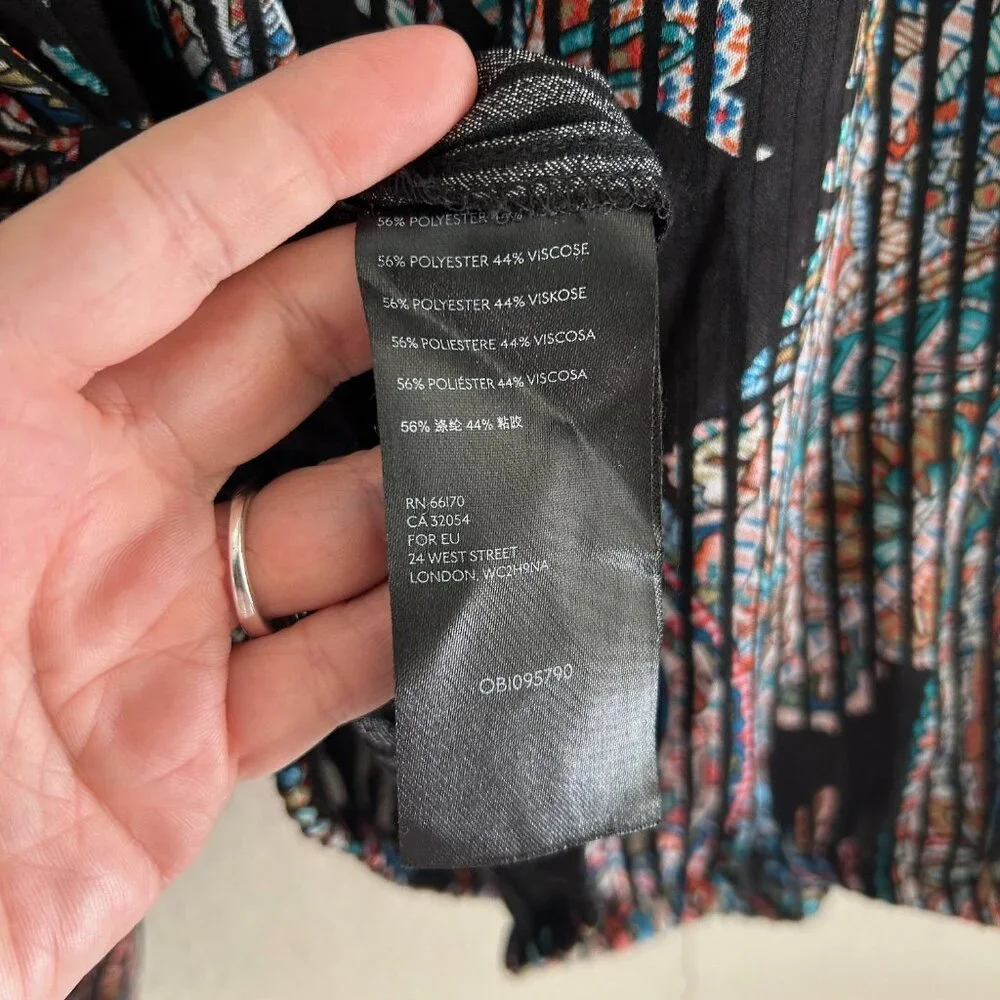 Maeve Anthropologie Top Boho Peasant Blouse Black Abstract SZXS Casual Relaxed